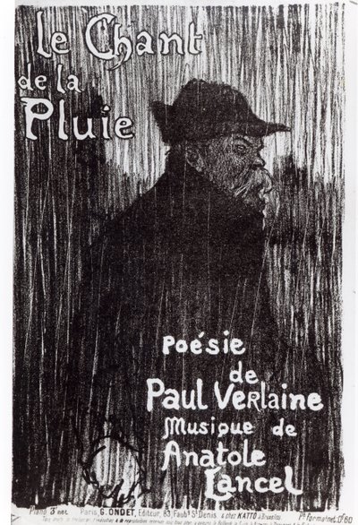 A Le Chant de la pluie című kotta első borítója, Paul Verlaine költeményéből, 1844 alkotó: French School