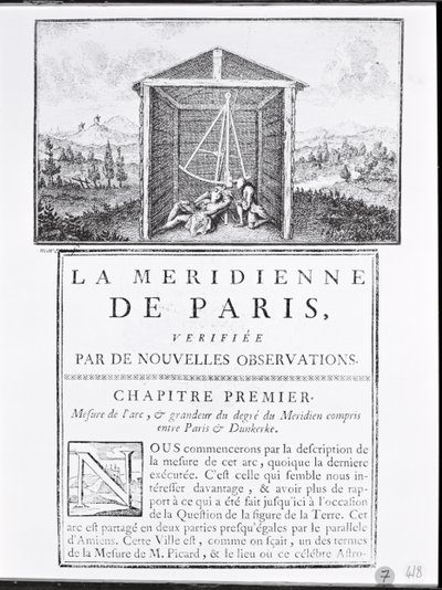 Cesar-Francois Cassini de Thury La Meridienne de Paris első fejezetének címlapja, 1744 alkotó: French School