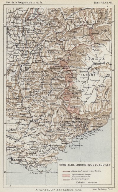 Délkeleti nyelvi határ (színes litho) alkotó: French School