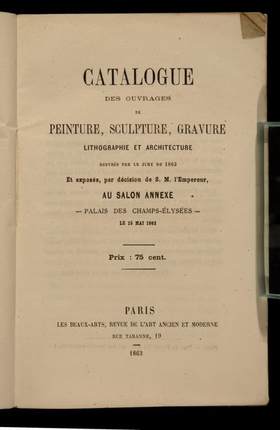 A Salon des Refuses katalógusának előlapja, 1863 alkotó: French School