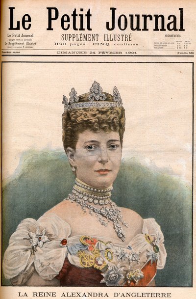 Alexandra angol francia újságkirálynő (1844-1925), EdwardVII király feleségének címlapja „Le Petit Journal” február 24. alkotó: French School