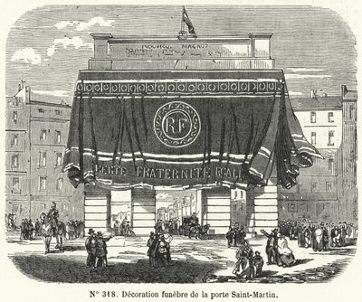 A Porte Saint-Martin temetési dekorációja a júniusi felkelés áldozatainak tiszteletére, Párizs alkotó: French School