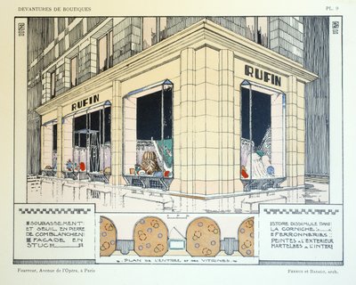 Furrier, 9. tábla, Louis-Pierre Sezille Devantures de Boutiques illusztrációja, Párizs, 1927 alkotó: French School