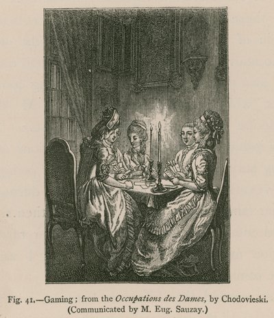 Szerencsejáték; az Occupations des Dames-ból, Chodovieskitől alkotó: French School
