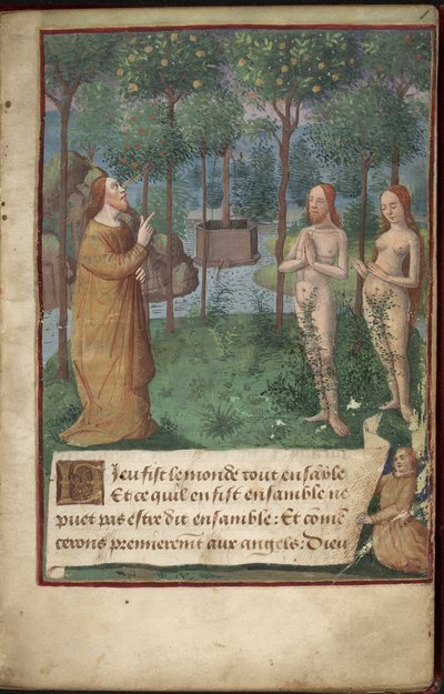 Garden of Eden, Add MS 26667, f.1r, Chronique Universelle alkotó: French School