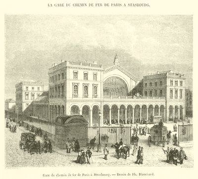Vasútállomás Párizsból Strasbourgba (metszet) alkotó: French School
