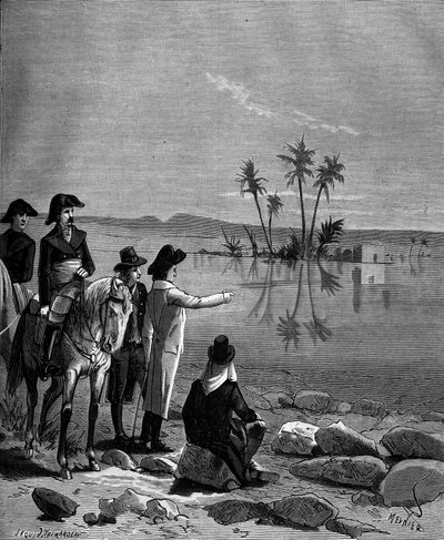 Gaspard Monge, Peluse grófja (1746-1818), francia matematikus az egyiptomi hadjárat (expedíció) során (1798-1801) megfigyelte a délibáb jelenségét. alkotó: French School