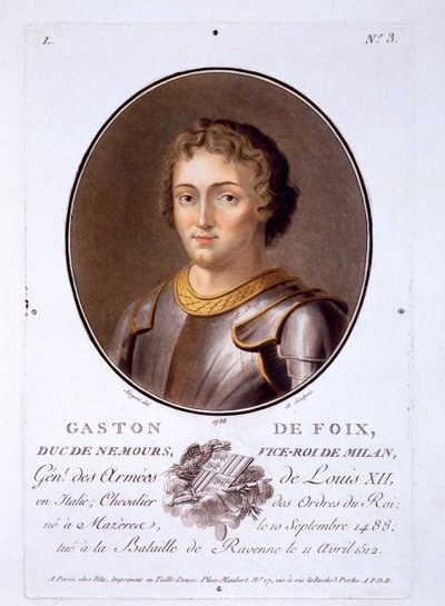 Gaston de Foix, Nemours herceg, a Nagy férfiak, jeles nők és emlékezetes francia alanyok portréiból, 1787-92. alkotó: French School