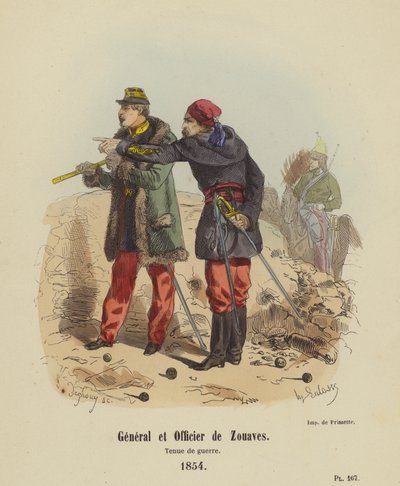 A Zouaves tábornok és tiszt, War Dress alkotó: French School