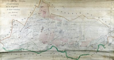 Labrune 1787-es Hauterive Seigneury geometriai térképe. alkotó: French School