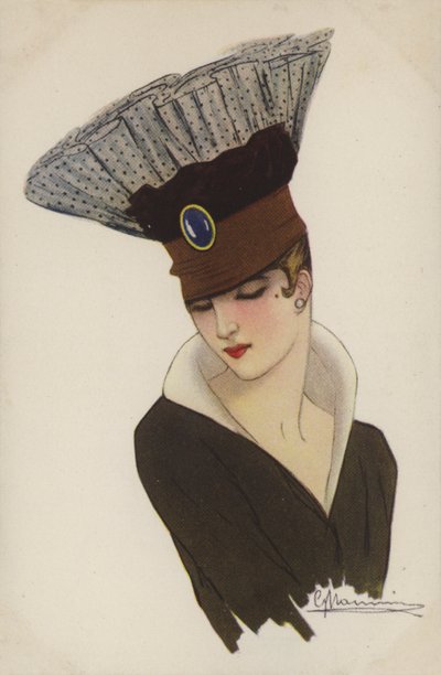 Lány rendkívüli fejfedőben (színes litó) alkotó: French School