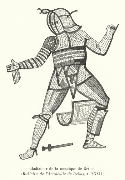 Gladiátor a Reims mozaikból (metszet) alkotó: French School
