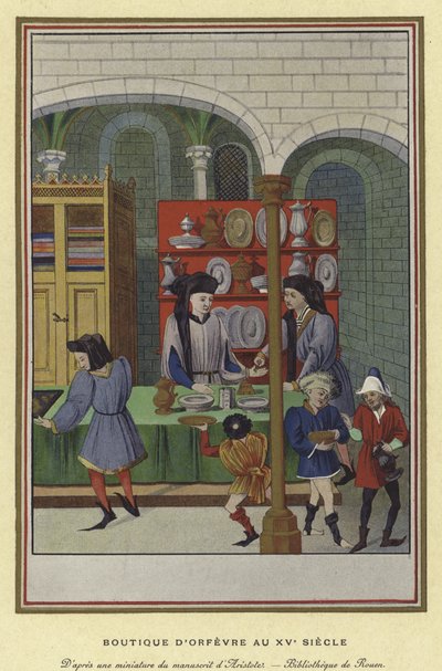 Arany- és ezüstműves üzlet, 15. század alkotó: French School
