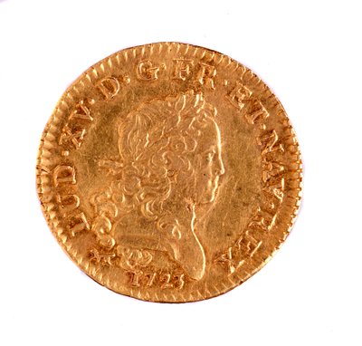 Arany francia Lajos, XV. Lajos király uralkodása (1715-1774) 1723 Átm. 2,3 cm Nápoly, museo archeologico alkotó: French School
