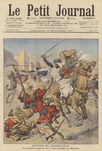 Marokkóiakra támadó gúmiak Casablanca közelében (színes litográfia) alkotó: French School