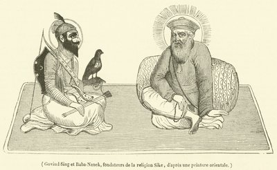 Govind Sing et Baba-Nanek, a Sike vallás alapítói (metszet) alkotó: French School