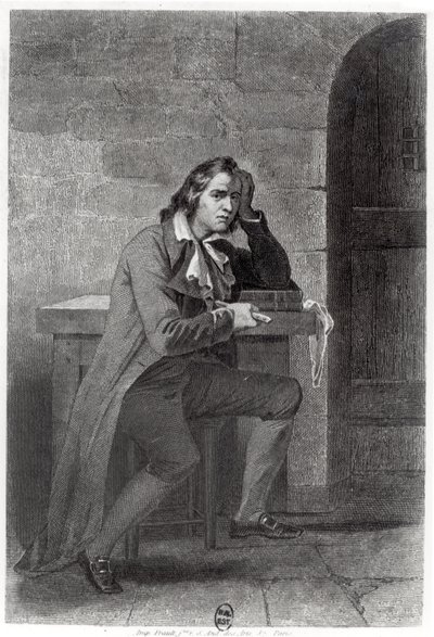 Gracchus Babeuf (1760-97) szúrja magát (metszet) (f/w fotó) alkotó: French School