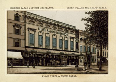 Grand Market Bazaar, Green Square, Antwerpen (chromolitho) alkotó: French School