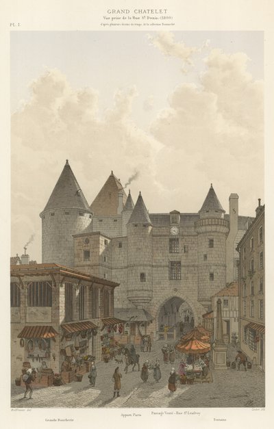 Grand Chatelet, kilátás a Rue St Denisről, 1800 alkotó: French School