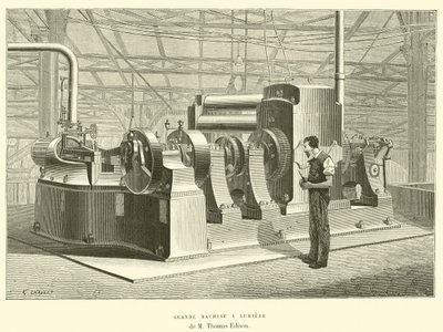 Grande Machine és Lumiere de M Thomas Edison (metszet) alkotó: French School