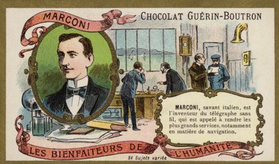 Guglielmo Marconi, olasz feltaláló és rádió úttörője (chromolitho) alkotó: French School