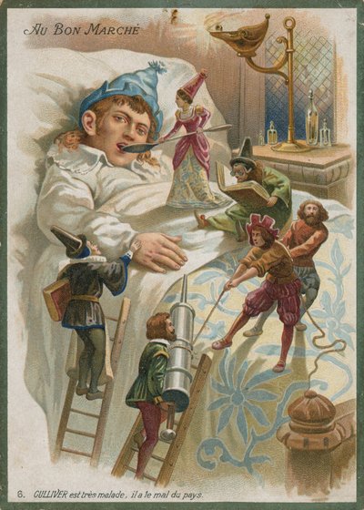 Gulliver megbetegedett Lilliputban alkotó: French School