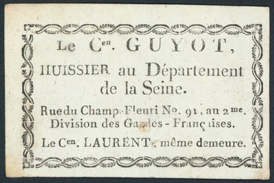 Guyot, végrehajtó, kereskedelmi kártya alkotó: French School