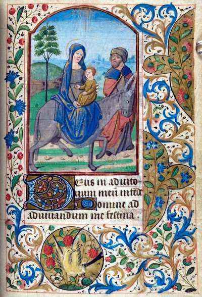 H/L-3-3 fol. 74r Repülés Egyiptomba, az Órák könyvéből, Párizs használata, 15. század közepe alkotó: French School