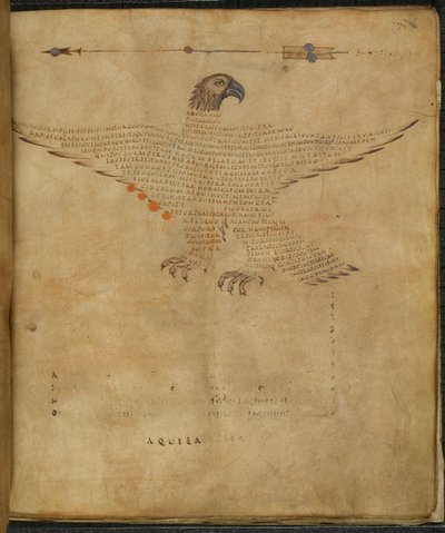 Harley 647, f.7 Illusztráció az „Aquila, a sas” csillagképről, „Aratea, kivonatokkal Hyginus Astronomica in the Constellation Figures” című művéből, készítette: Marcus Tullius Cicero (tinta és színes papíron) alkotó: French School