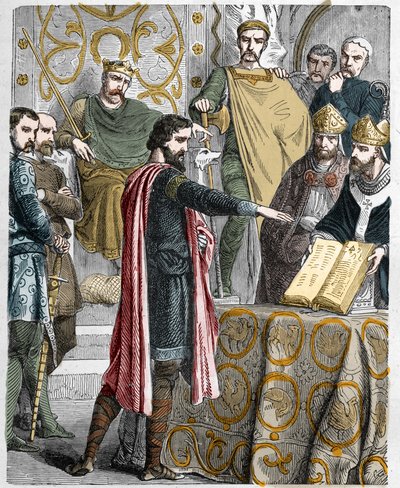 II. Harold (1020-1066) utoljára 1064-ben koronázta meg az angolszász királyt, I. Hódító Vilmos előtt felesküdött a szent ereklyékre, hogy támogassa ügyét Anglia trónján, gyóntató Edward halálakor. alkotó: French School