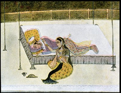 Zene nélkül semmi, illusztráció az Arab éjszakák, 1895-höz (színes metszet) alkotó: French School