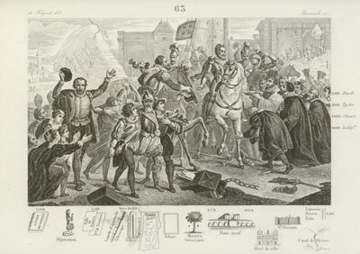 IV. francia Henrik belép Párizsba Brissac gróf, a város kormányzója kíséretében, 1594. március 22. alkotó: French School