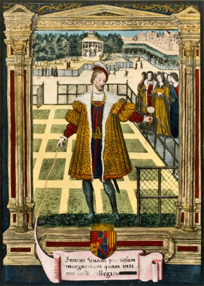 Henrik dAlbret (1503-55), Navarra királya Marguerite virágot ajándékoz Marguerite-nak, I. Ferenc király testvérének, akit 1527-ben feleségül vett. alkotó: French School