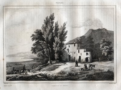 A Vezúv Ermitázsa - ERMITAGE DU VESUVE NAPLES OLASZORSZÁG - Vezúv-metszet a „festői Olaszországból” - Olaszország történelmi és leíró festménye”, M. de Norvins, Ch. Nodier 1834-1836. alkotó: French School