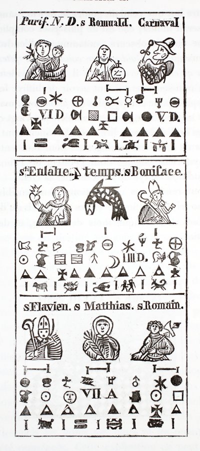 Hieroglif karakterek egy almanachban alkotó: French School