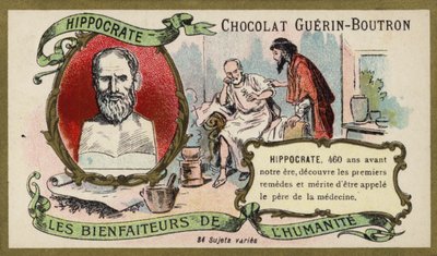 Hippokratész, ókori görög orvos (chromolitho) alkotó: French School