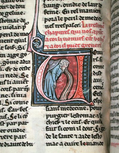 Történelmi kezdetű, amely egy hányó férfit ábrázol (vellum) alkotó: French School