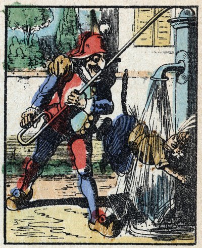 Dr. Pulcinella (Polichinelle) története. Imaging Pellerin fametszete - Epinal, sd. 19. század vége. alkotó: French School