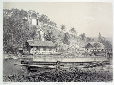 A francia gyarmatok története: kilátás a vízi kastélyra vagy a Gueydon-csatornára a Fort de France-nál Martinique-on (Antillák), 19. század végén Chartres musee des Beaux Arts alkotó: French School