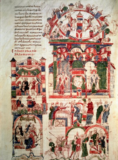 Salamon király életének története A Noailles-i Biblia (vagy Sant Pere de Roda vagy Saint Pierre de Rodas Biblia) oldala 10. vagy 11. századi Párizs, B.N. alkotó: French School