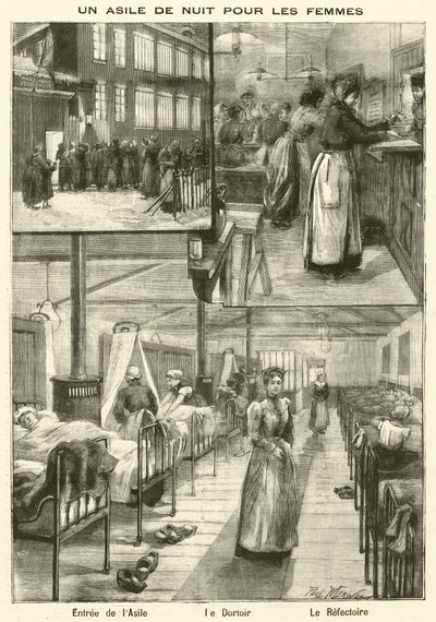 Hajléktalanszálló nőknek Párizsban (metszet) alkotó: French School
