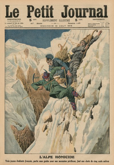Homicidal Alp, a „Le Petit Journal” első borítójának illusztrációja, illusztráció, 1913. augusztus 10. alkotó: French School