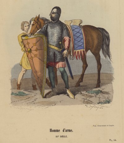 Man-at-Arms, XII. század (színes metszet) alkotó: French School