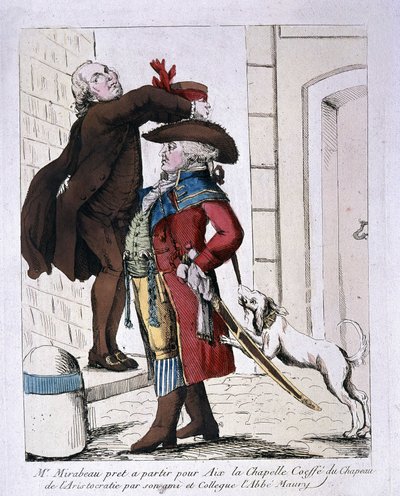 Honore Gabriel (Honore-Gabriel) Riqueti, Mirabeau grófja (1749-1791), aki Maury abbé arisztokrácia kalapját viseli, a 18. század végi Aachenbe készül indulni. alkotó: French School