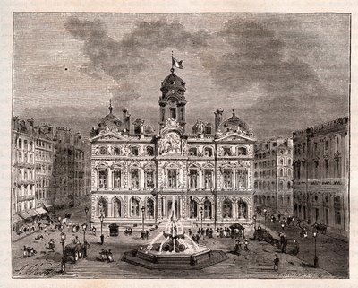 Hotel de Ville de Lyon - - "" La France illustree: földrajz, történelem, statisztikai igazgatás" metszet, V.A. Maláta-barna. 1884 alkotó: French School