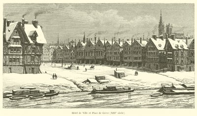 Városháza és Place de Greve, 13. század alkotó: French School