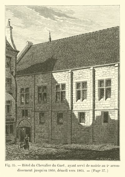 A Hotel du Chevalier du Guet, amely 1860-ig városházaként szolgált a 4. kerületben, 1864 körül lebontották. alkotó: French School
