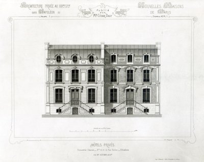 Privát szállodák, Rue Balzac 10 és 12, Párizs, az Architecture Privee au C19th-től, alkotó: French School