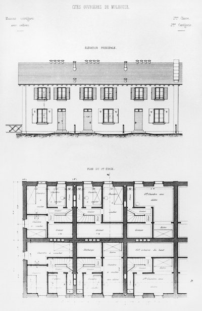 Lakásépítés Mulhouse-ban, a 19. század végén alkotó: French School