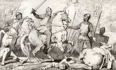 Hugh Capet (941-96) megörökíti Charles de Lorraine-t Colart "Histoire de France"-jából, amely 1840 körül jelent meg. alkotó: French School